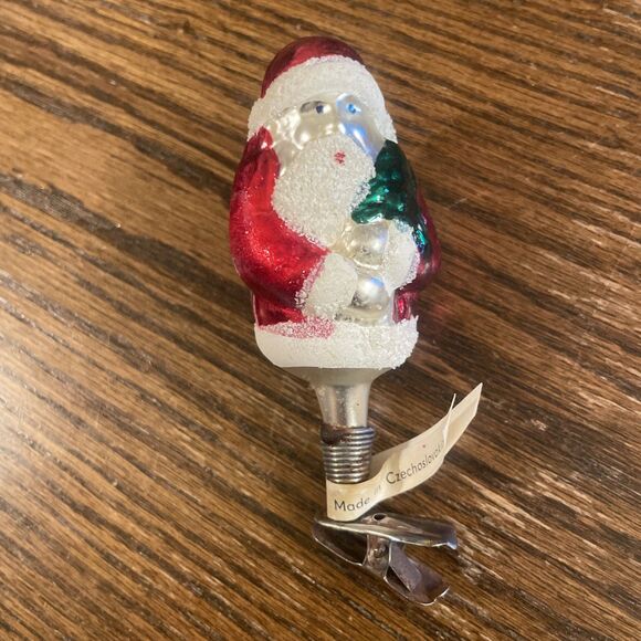 Vintage - Czech Republic - Glass - Santa - Clip-on Ornament - Picture 1 of 4